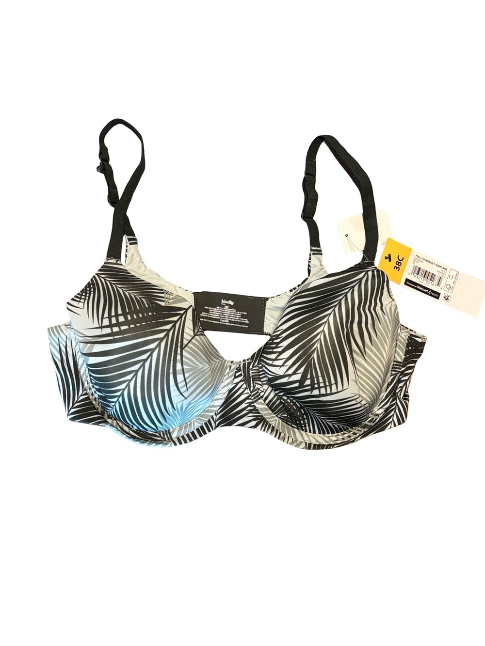 Palm Leaf Underwire Bra in Black & White